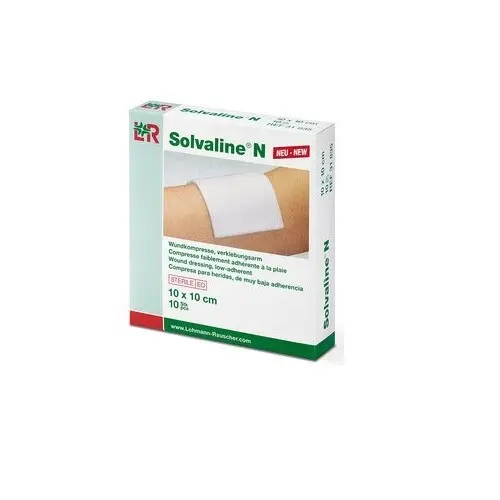 kompresy Solvaline N sterilní 10cm x 10cm, speciální savé, oboustranně použiteln