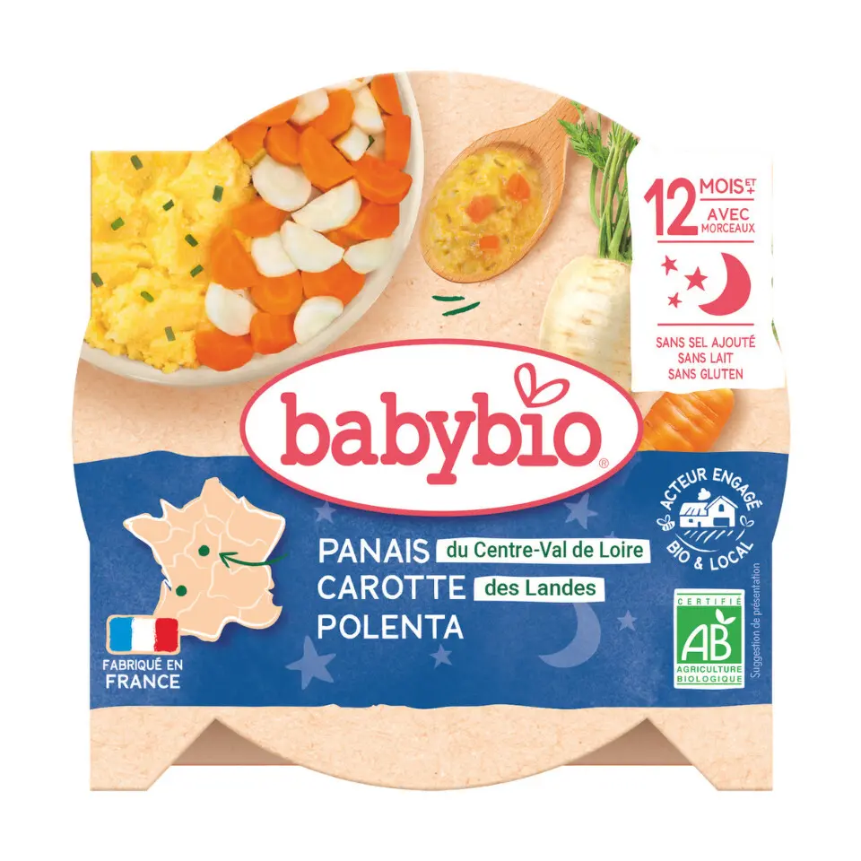 BABYBIO večer.menu pastin-mrkev-polenta 12m+ 230g