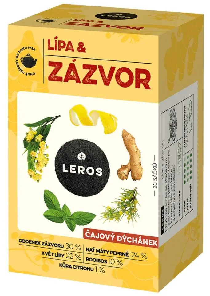 LEROS Čajový dýchánek lípa a zázvor 20 sáčků