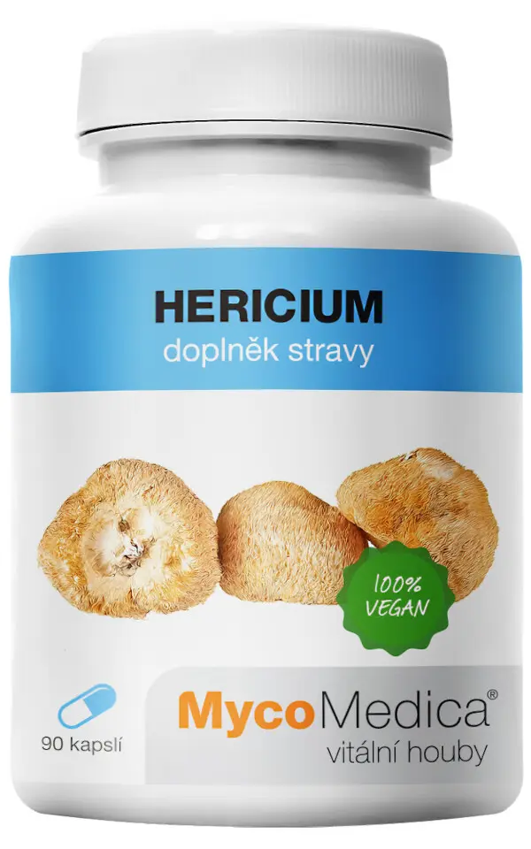 MycoMedica Hericium (Lion's Mane), 30 % polysacharidů, 90 rostlinných kapslí