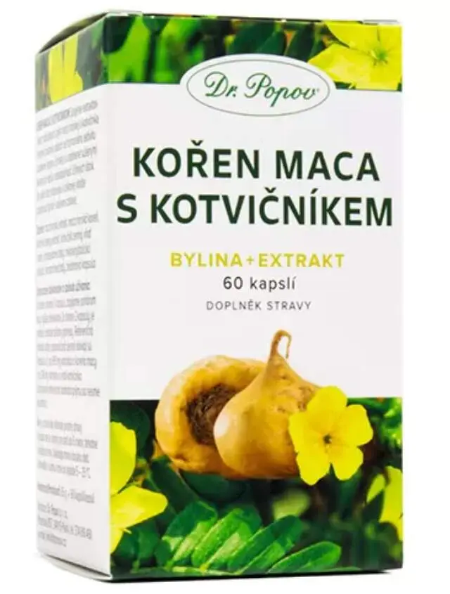 Dr. Popov Kořen Maca s Kotvičníkem 60 kapslí