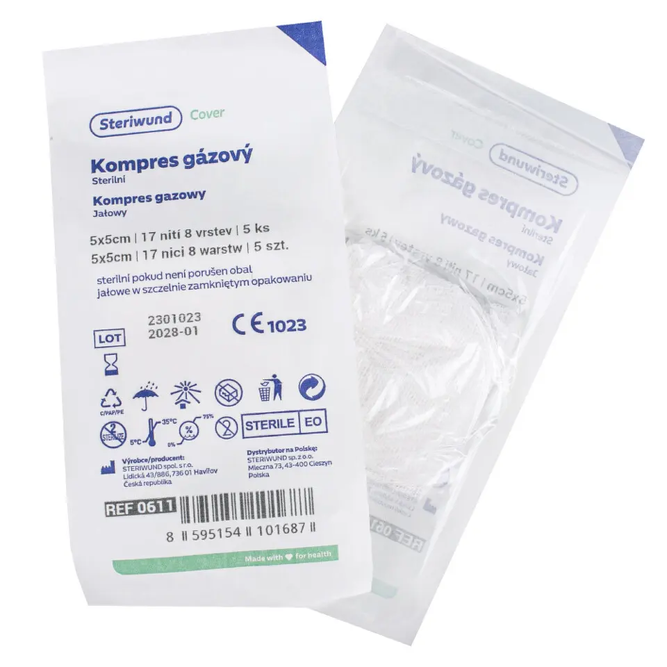 Steriwund gáza hydrofilní kompresy sterilní 5 x 5cm 5 ks