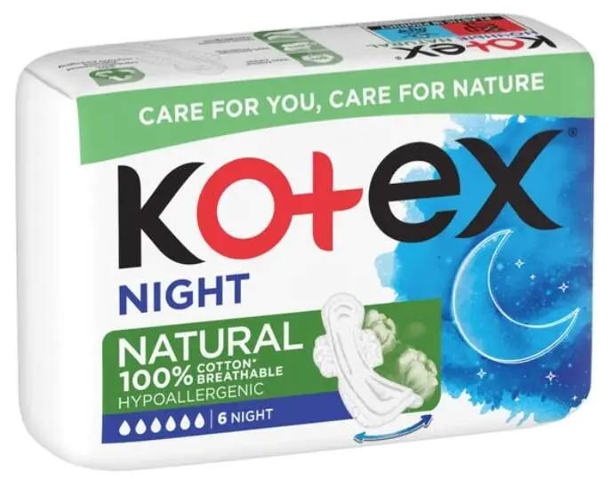 KOTEX Natural vložky Night 6ks