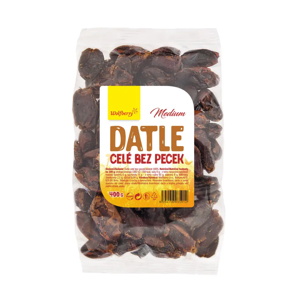 Datle celé 400g bez pecek Medium Wolberry