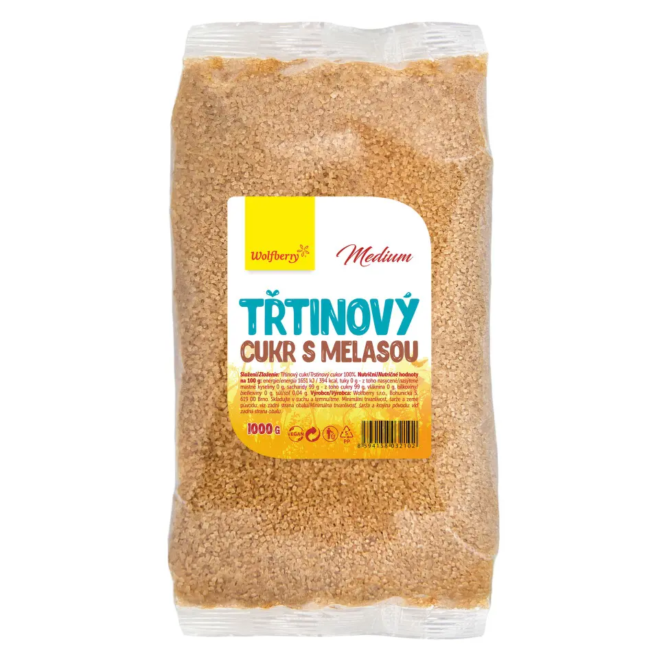 Třtinový cukr s melasou 1kg Wolfberry