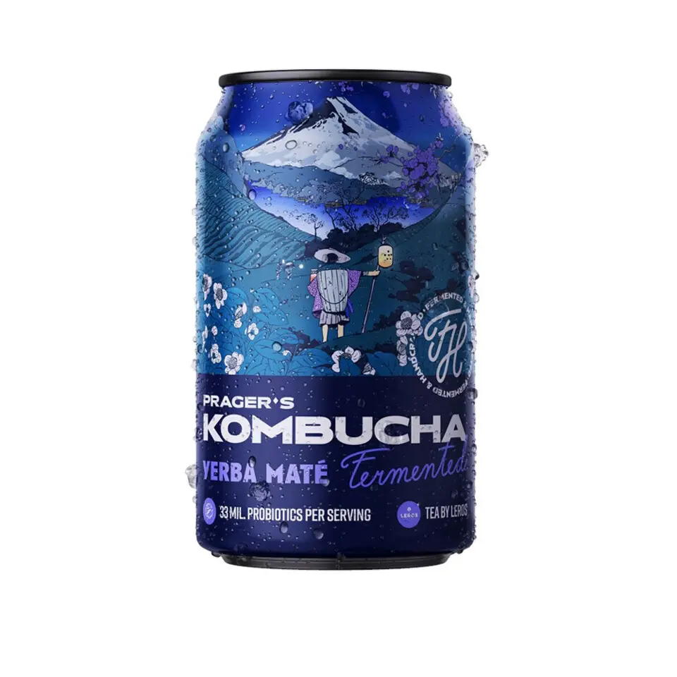 Kombucha Prager´s - Yerba Maté, plech, 12x 0,33 l
