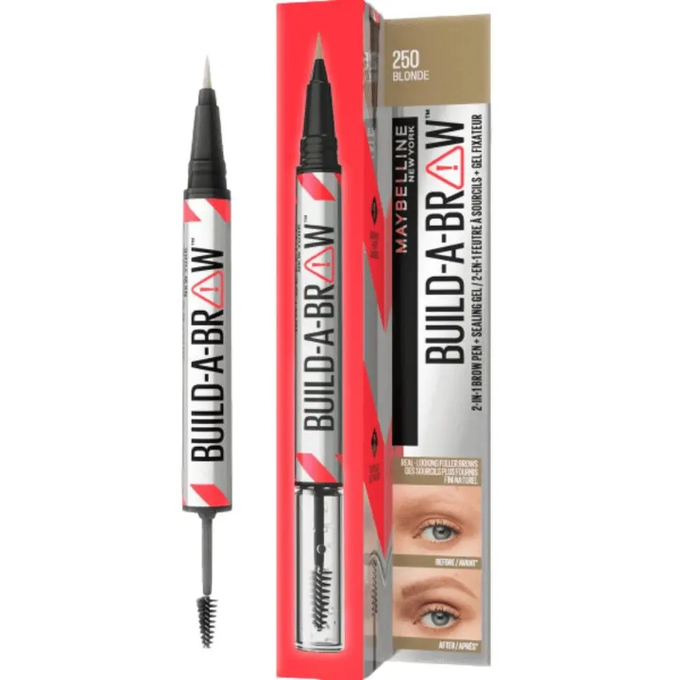 Maybelline Fix a gel na obočí Build A Brow Brow Pen + Sealing Gel 1,4 g 250 Blonde