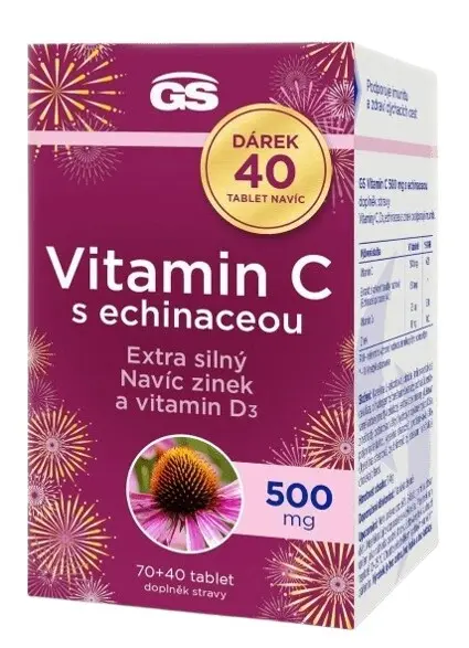 GS Vitamin C 500mg s echinaceou 70+40 tablet dárek