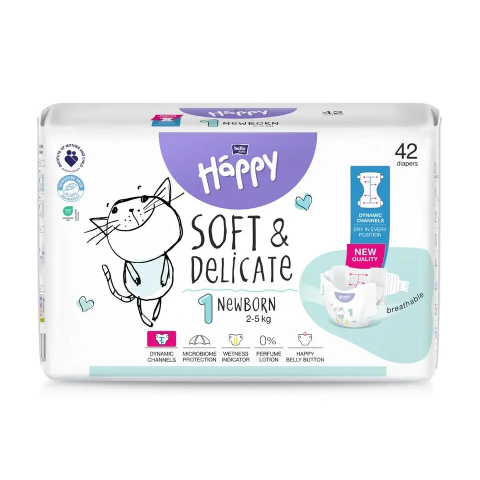 TZMO Bella Happy New Born 1 dětské pleny jednorázové 2-5 kg 42 ks