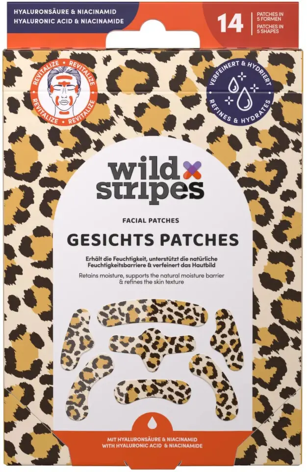 Wild Stripes Hydrokoloidní náplasti na pleť Animal Leo Facial Patches 14 ks