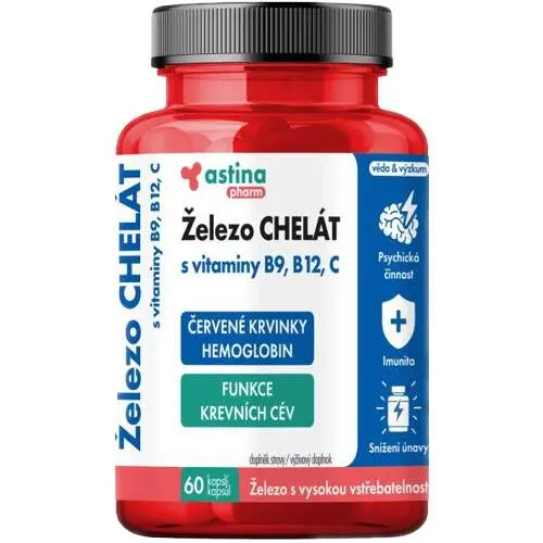 Astina Železo CHELÁT s vitaminy B9 B12 C cps.60