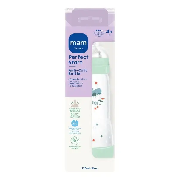 MAM Lahev PerfectStart Anti-Colic 4+m mátová 320ml