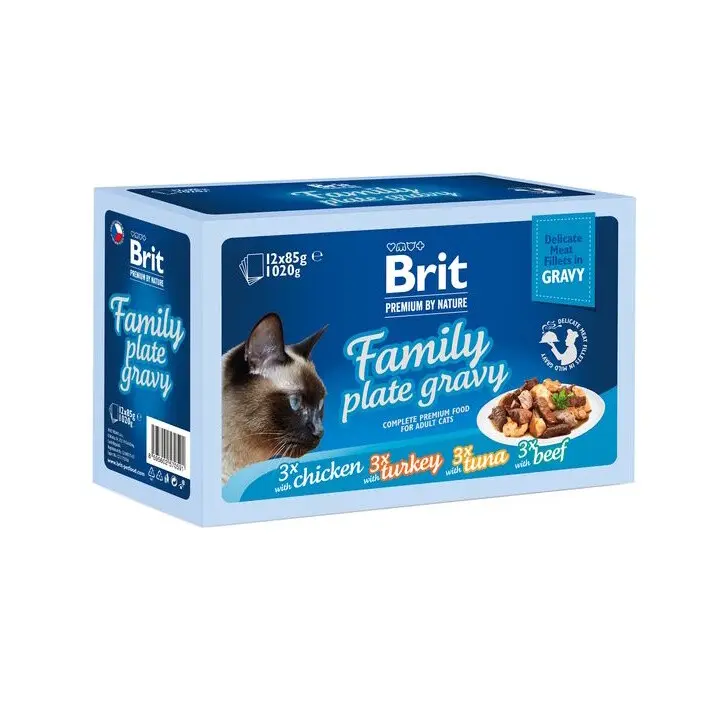 Brit Premium Cat D Fillets in Gravy Family Plate 1020g