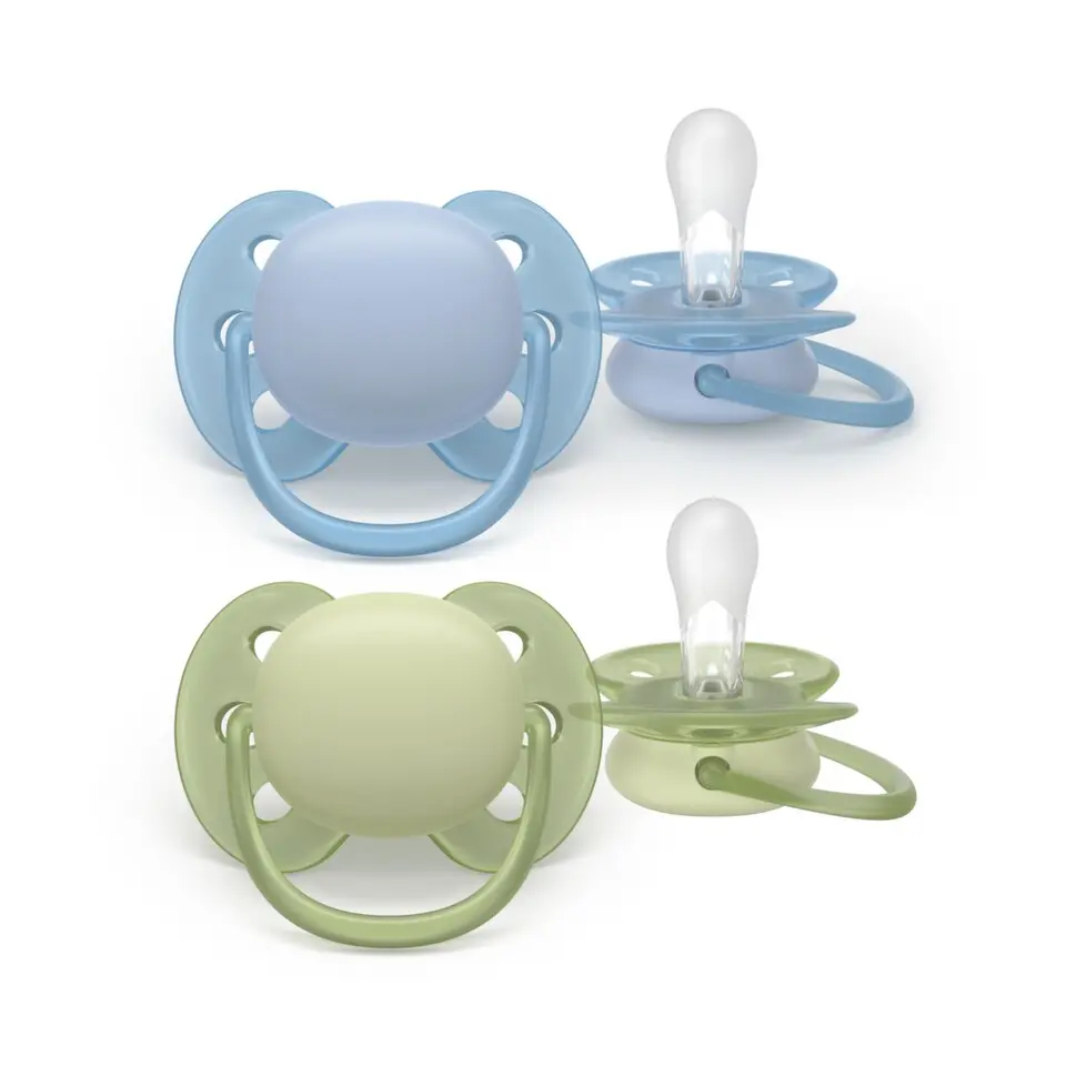 Philips AVENT Ultrasoft dudlík 0-6m mod/zelená 2ks