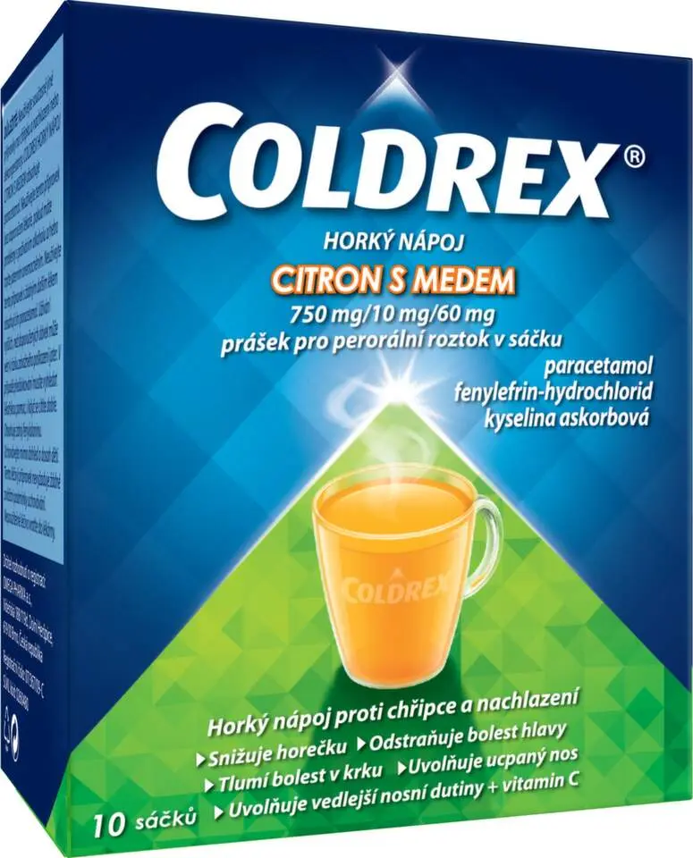 COLDREX HORKÝ NÁPOJ CITRON S MEDEM 750MG/10MG/60MG POR PLV SOL SCC 10 II