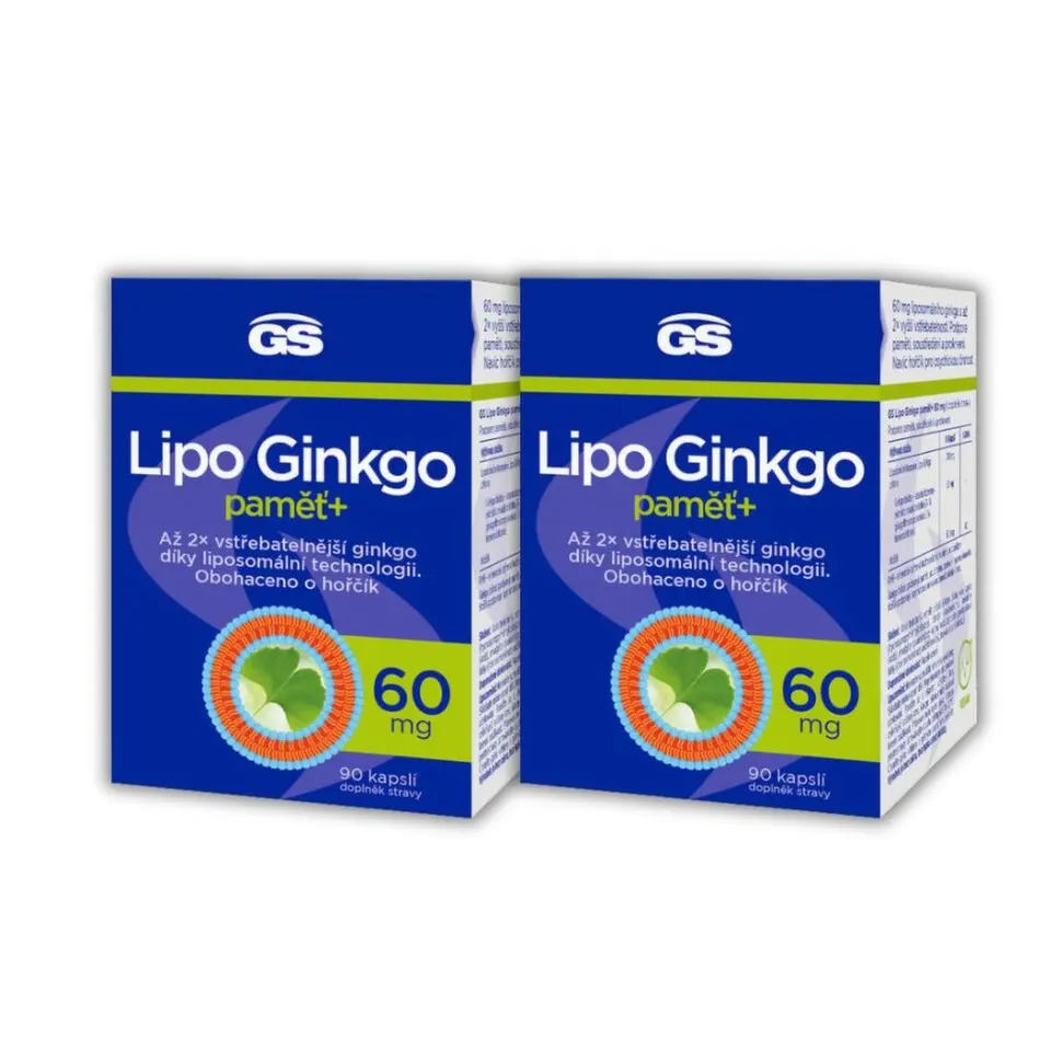 GS Lipo Ginkgo paměť+ 60mg cps.90 - balení 2 ks