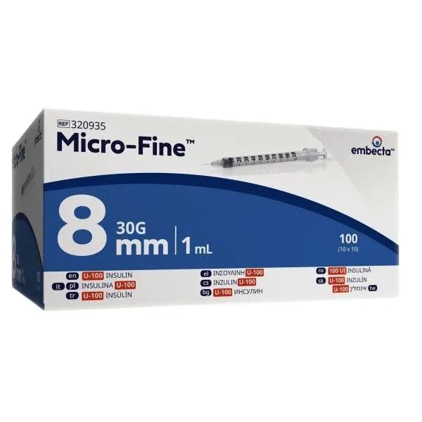 Embecta Micro-Fine U-100 inzul.střík.8mm 1ml 100ks