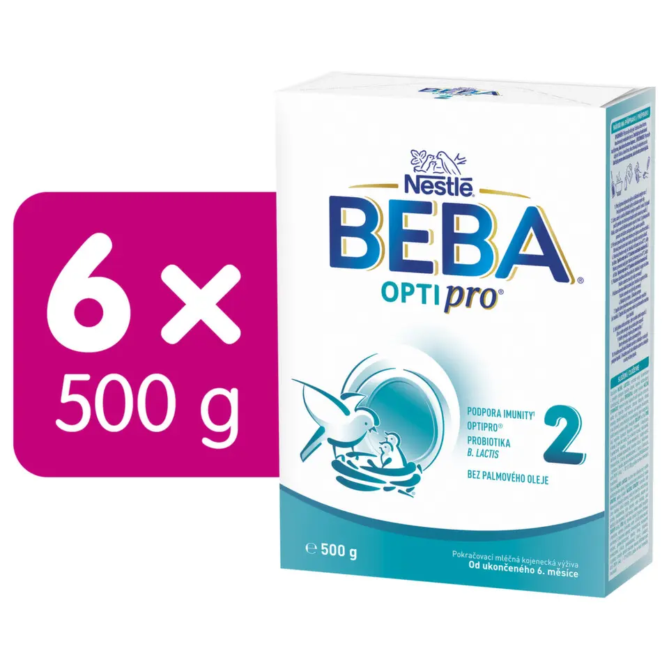 BEBA OPTIPRO 2 Pokračovací mléko pro kojence 500 g - balení 6 ks