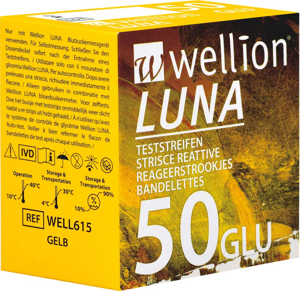 PROUŽKY DIAGNOSTICKÉ WELLION LUNA DUO PROUŽKY TESTOVACÍ DO GLUKOMETRU,DM,50KS