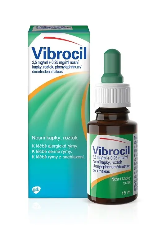 VIBROCIL 2,5MG/ML+0,25MG/ML nosní kapky při léčbě rýmy 15ml