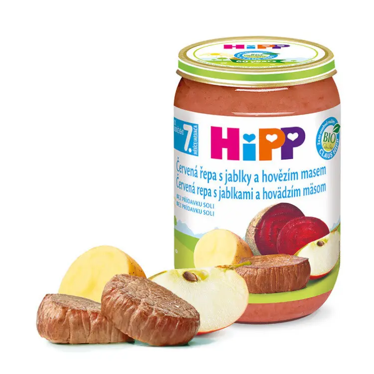 HiPP BIO červená řepa s jablky a hovězím masem 220 g