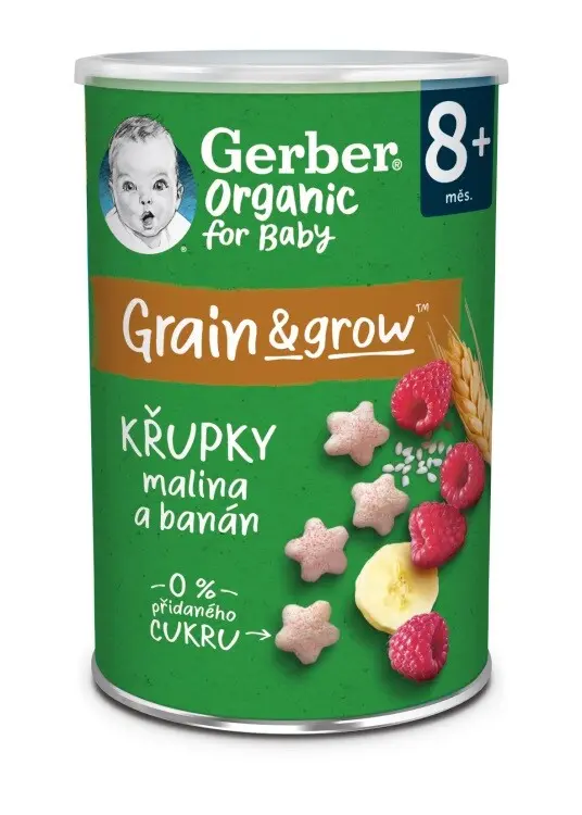 GERBER Organic BIO křupky s banánem a malinami 35 g