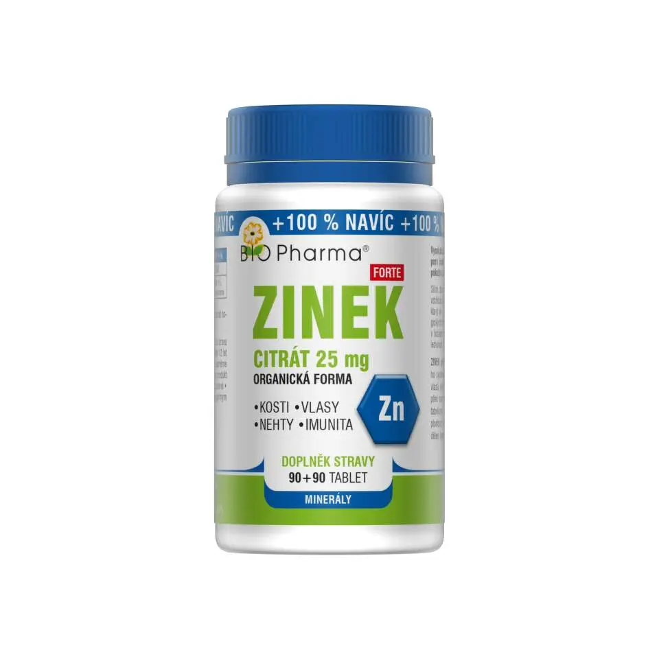 Zinek citrát Forte 25mg tbl.90+90 Bio-Pharma