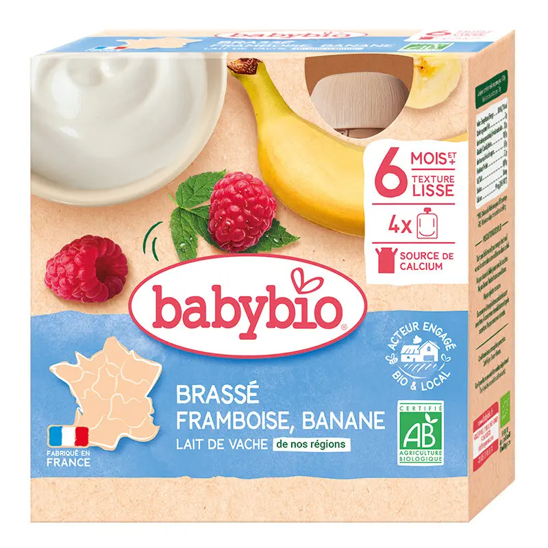 BABYBIO 4x kapsička mléčná svačinka malina banán 85g