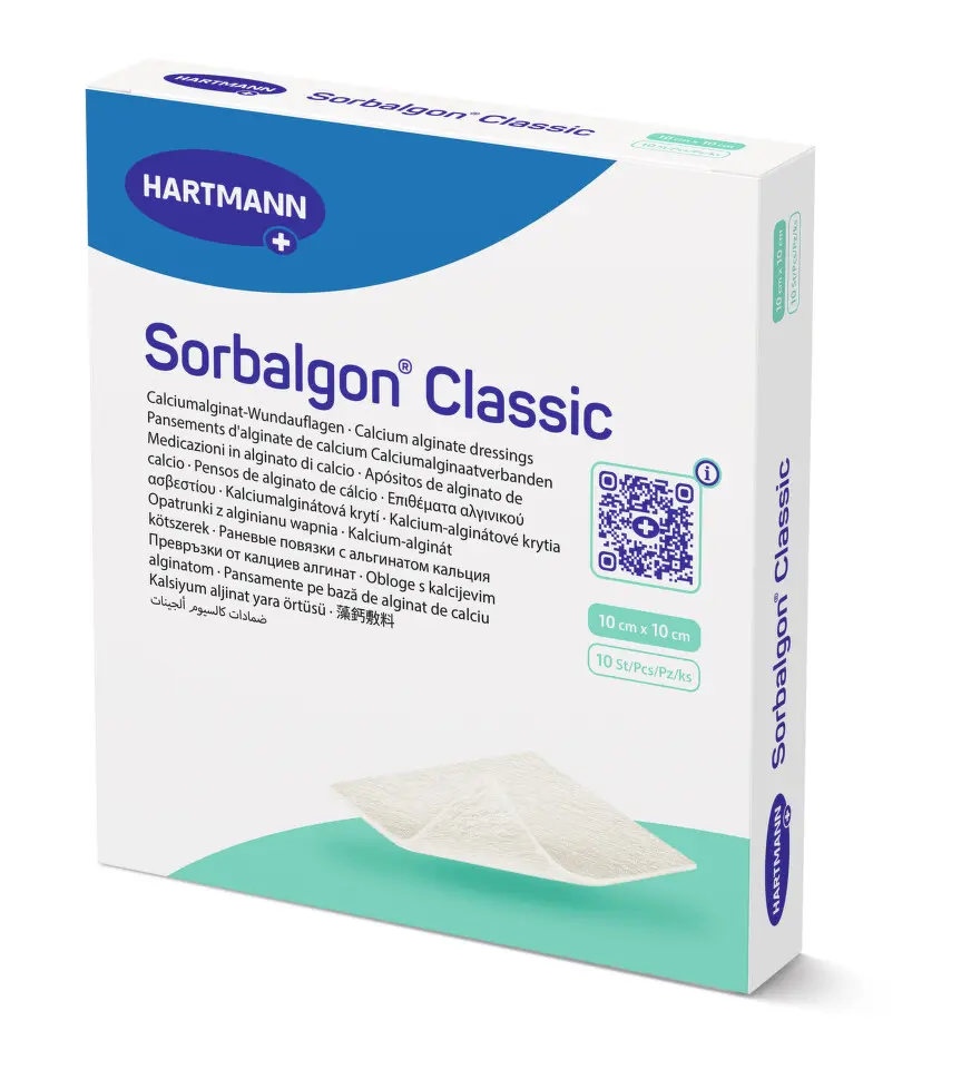 KRYTÍ SORBALGON CLASSIC STERILNÍ 10X10CM, JEDNOTLIVĚ, 10KS
