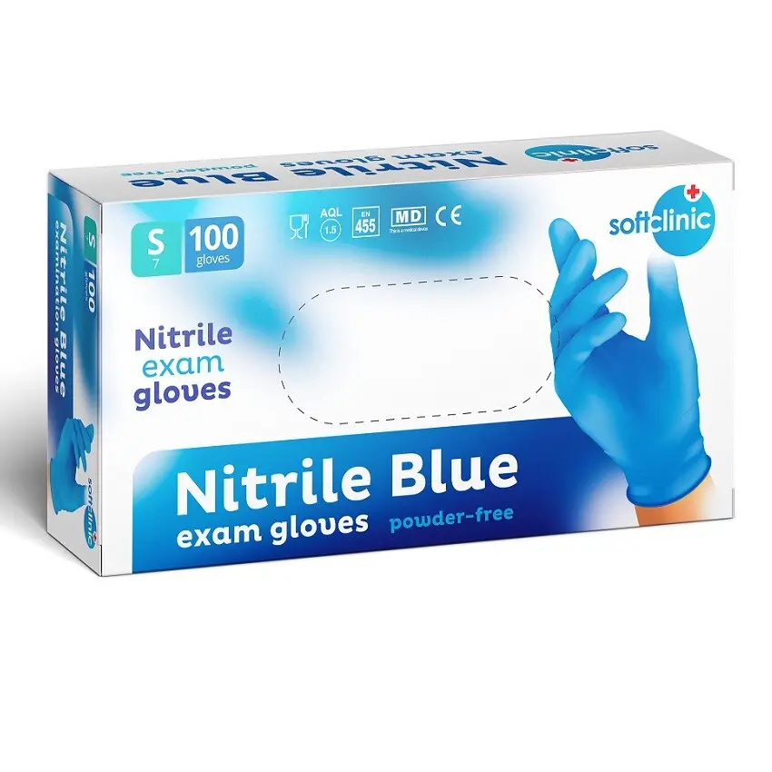 SOFTCLINIC Nitril modré nepudrované 100 ks