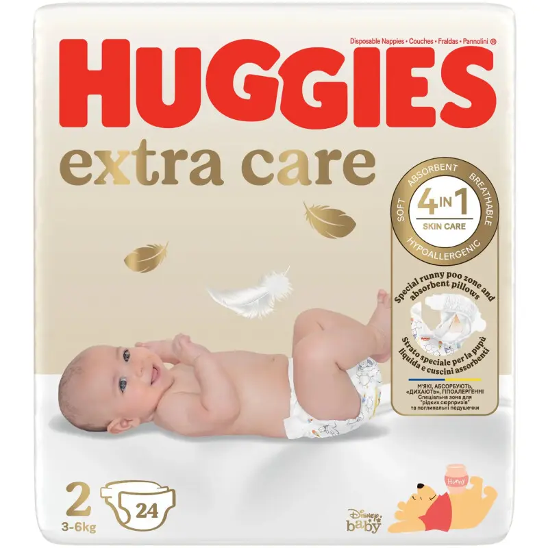 HUGGIES Extra care 2 dětské plenky 3-6 kg 24 kusů