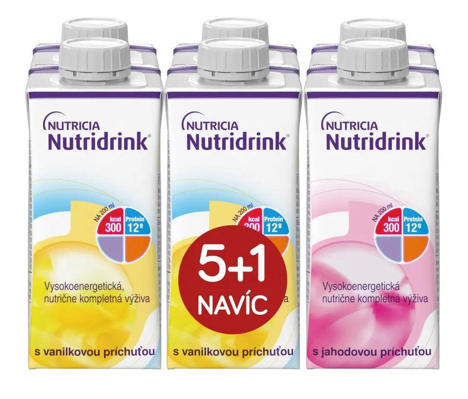 NUTRIDRINK 5+1 PŘÍCHUŤ VANILKA - JAHODA POR SOL 6x200ML