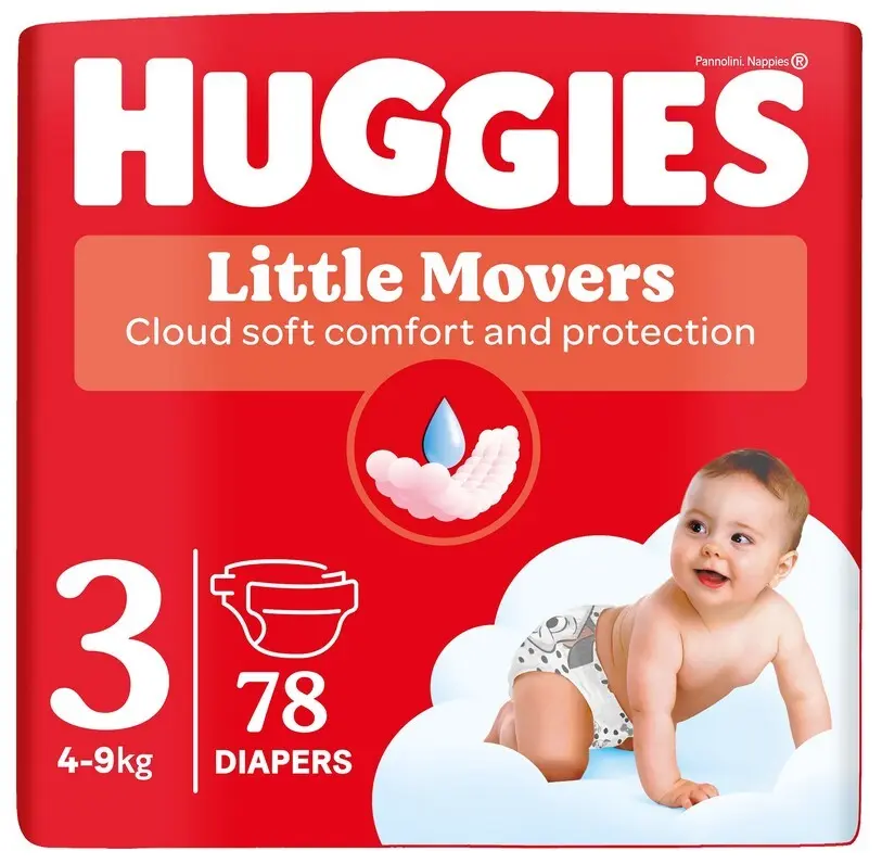 HUGGIES Little Movers 3 4-9kg 78ks