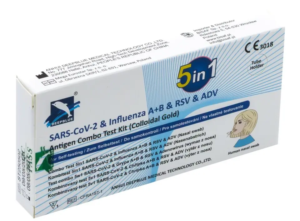 DeepBlue 5v1 antigenní test Covid Chřipka A+B RSV Adenovirus 1ks