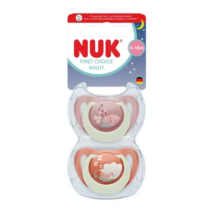 NUK First Choice Night dudlík 6-18m 2ks mix barev