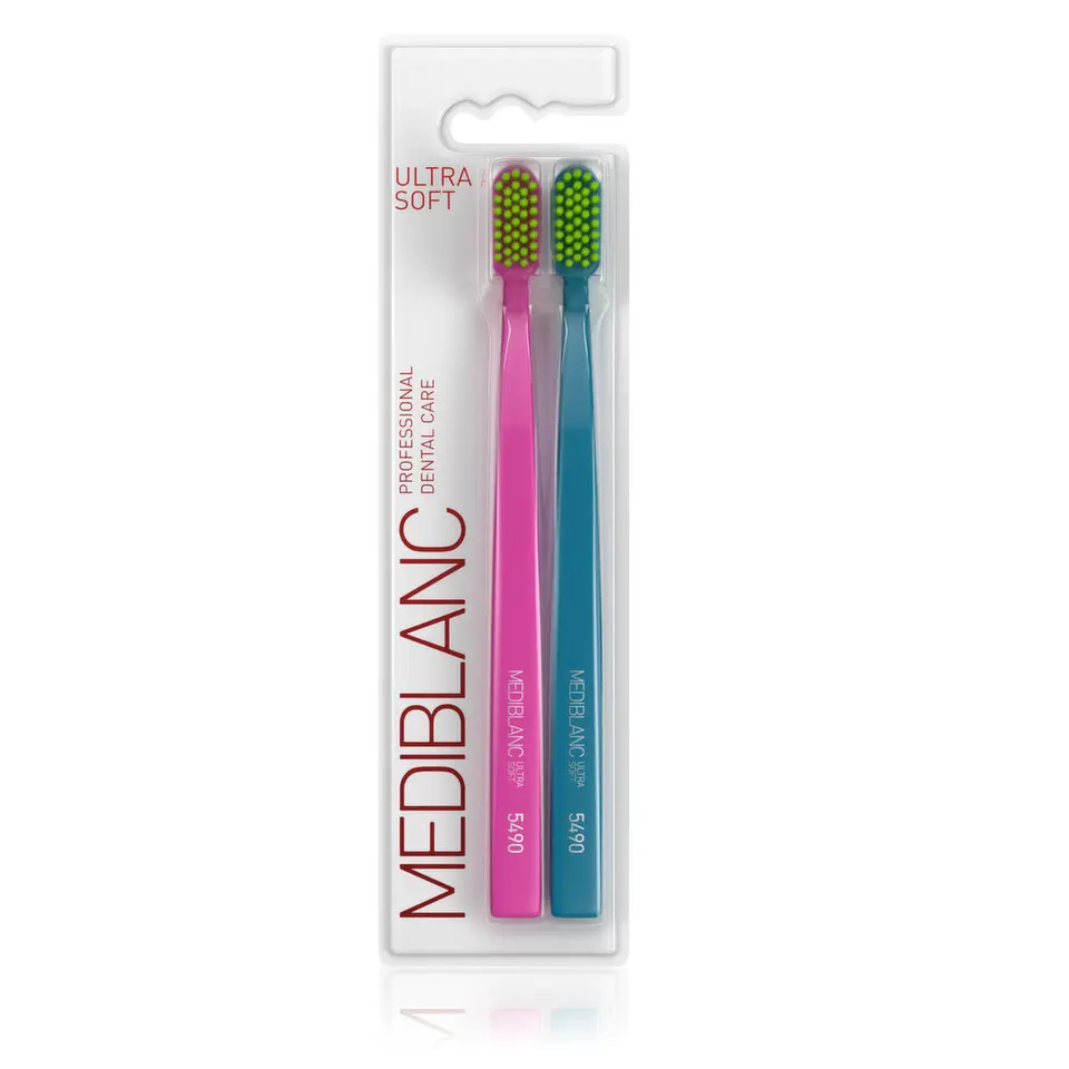 MEDIBLANC Zubní kartáček Ultra Soft Růžový/Modrý 2 ks