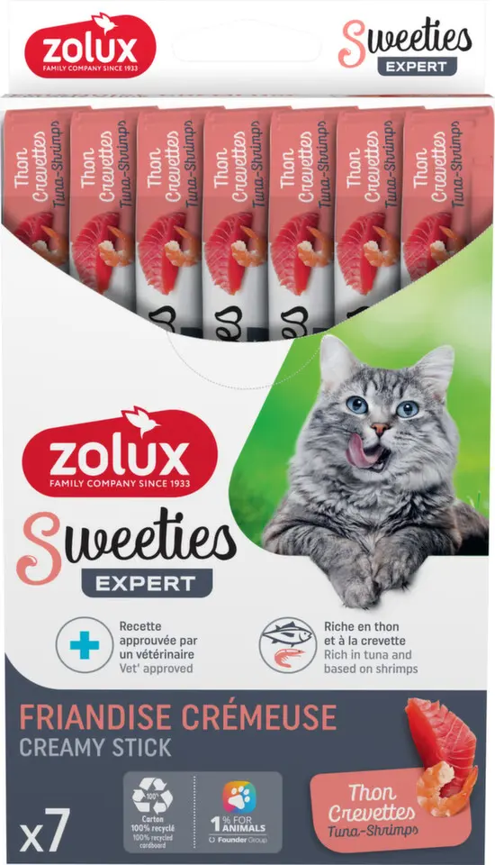 Pochoutka kočka SWEETIES tuňák a krevety 7ks Zolux
