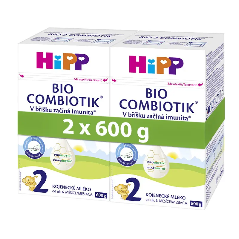 HiPP 2 Combiotik kojenecké mléko BIO 600g - balení 2 ks