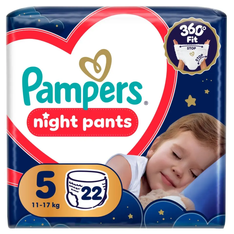 PAMPERS Pants Night 5 kalhotkové plenky 12-17 kg 22 ks