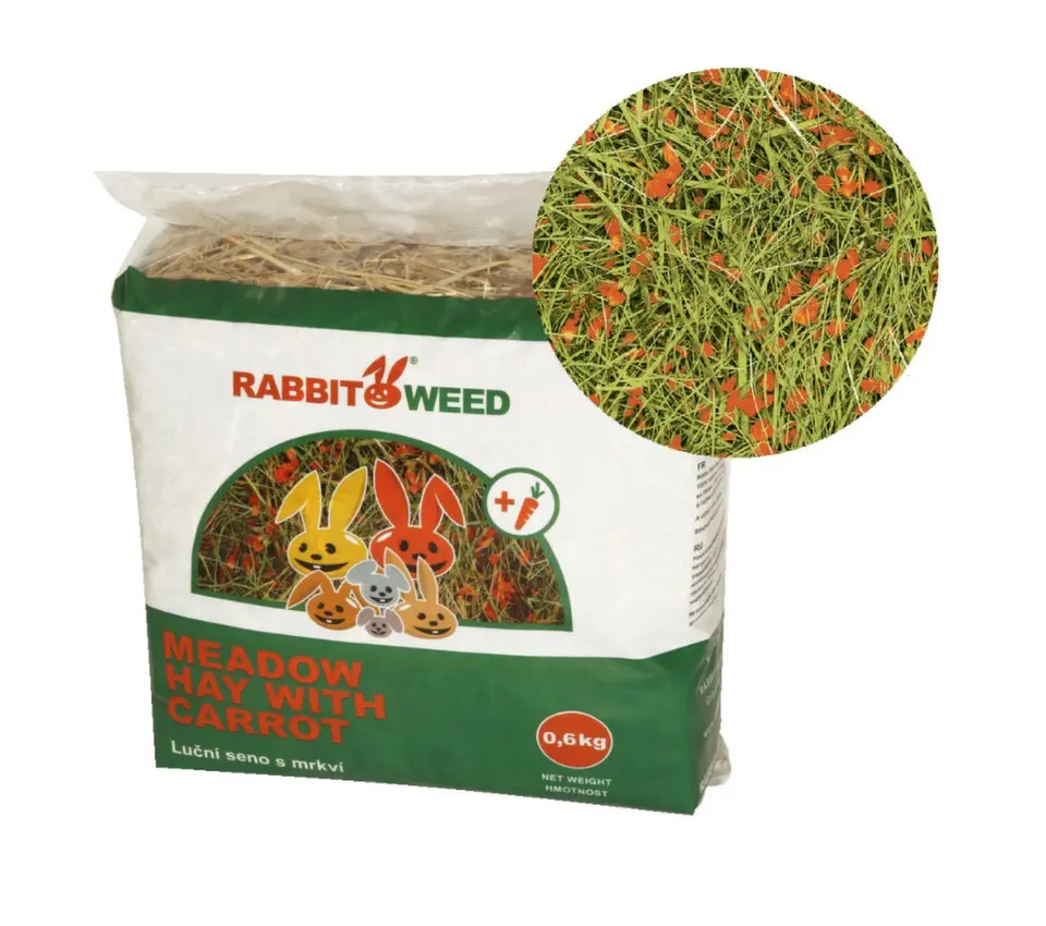Seno luční s mrkví RabbitWeed 0,6kg/1,9l