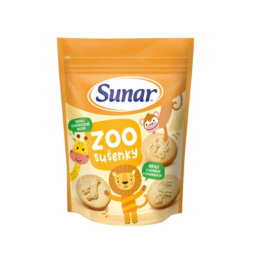 Sunar ZOO sušenky s vápníkem a vit.B1 12m+150g