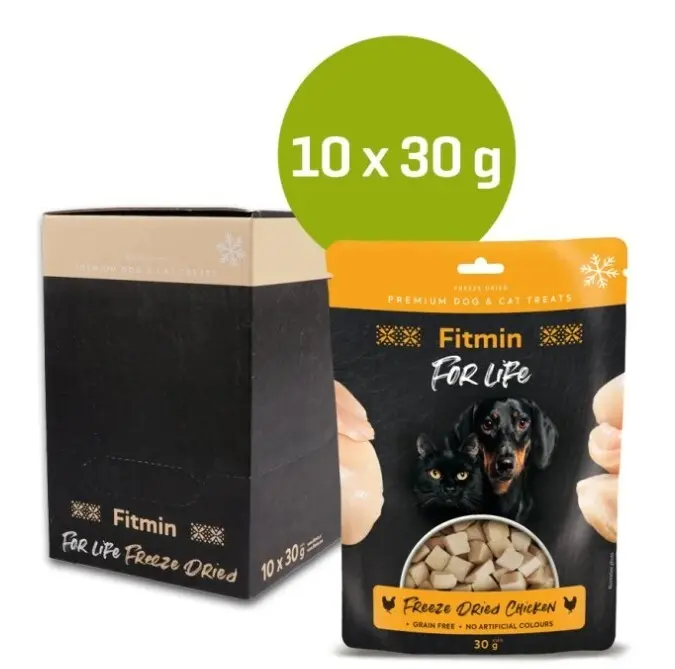 Fitmin FL dog, cat pochoutka Mrazem sušené kuřecí 10× 30 g