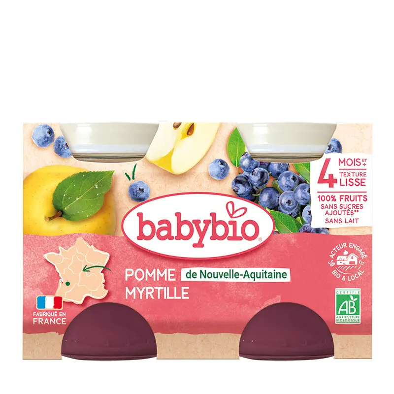 Babybio jablko borůvky 2 x 130 g