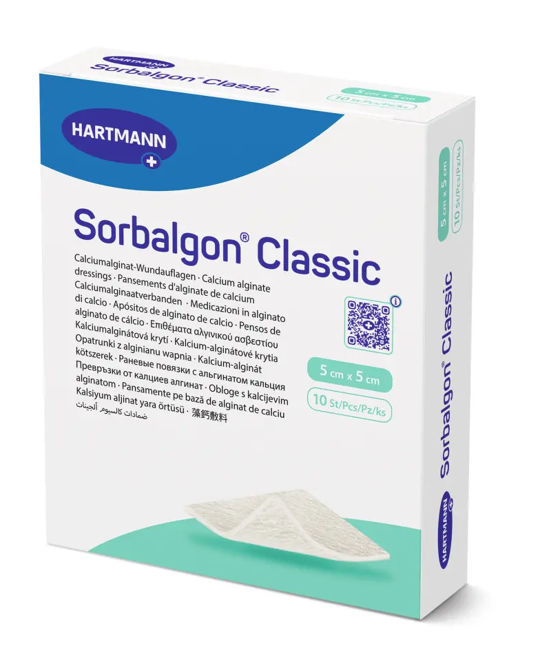 KRYTÍ SORBALGON CLASSIC STERILNÍ 5X5CM, JEDNOTLIVĚ, 10KS