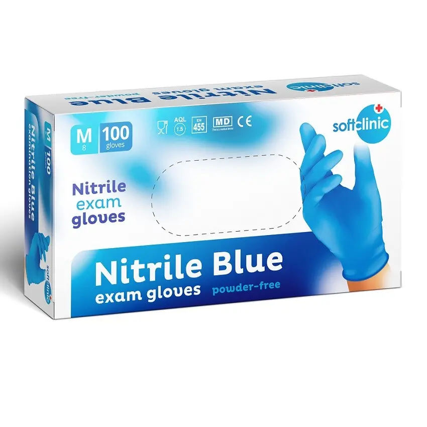 SOFTCLINIC Nitril modré nepudrované 100 ks