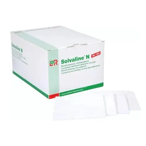 kompresy Solvaline N sterilní 10cm x 10cm, speciální savé, oboustranně použiteln