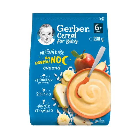 Gerber Cereal Ml.kaše na dobr.noc ovocná 230g 6m+