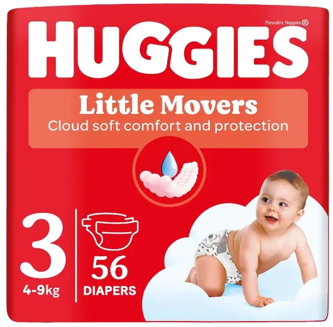 HUGGIES Little Movers 3 4-9kg 56ks