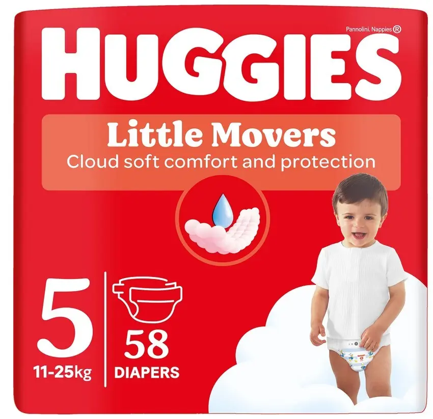 HUGGIES Dětské plenky Little Movers 5 velikost 11-25 kg 58 kusů