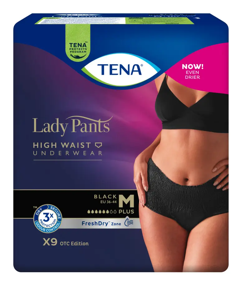 TENA Lady Pants Plus Black M inkontinenční kalhotky 9ks